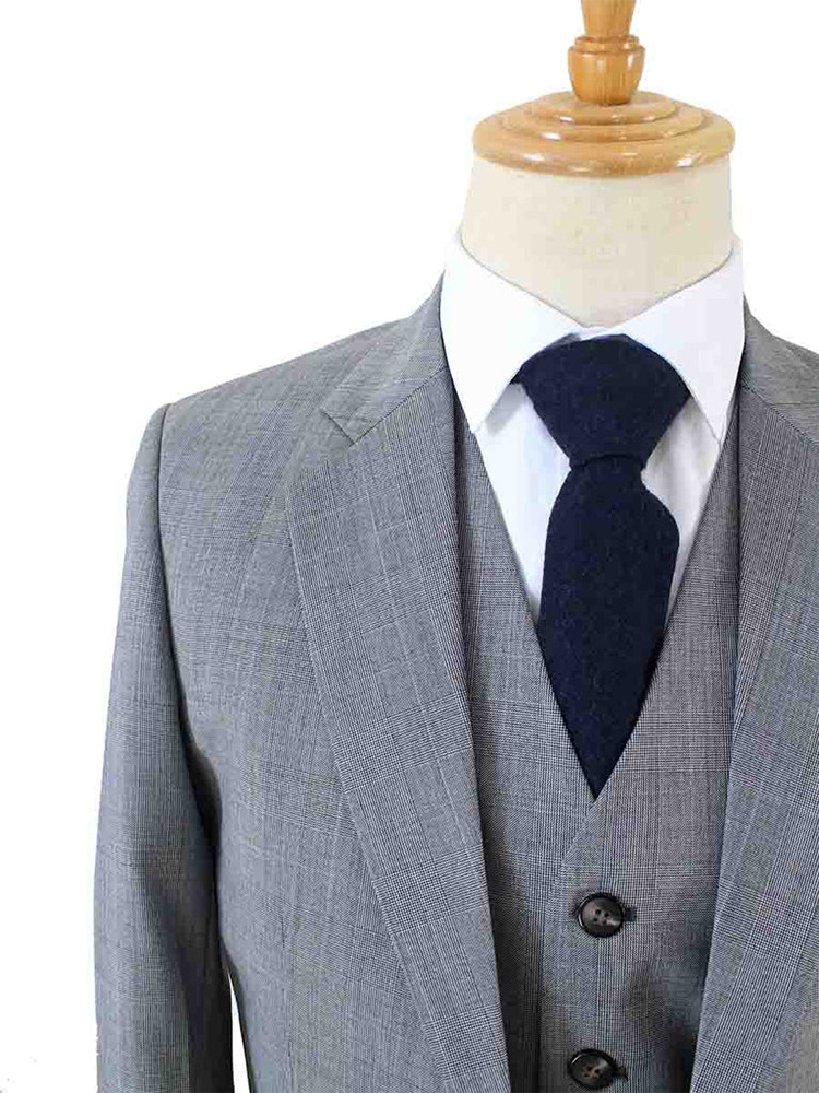 Men's tailored suit | 3-piece suit | Grey | worsted wool | Lightweight & breathable