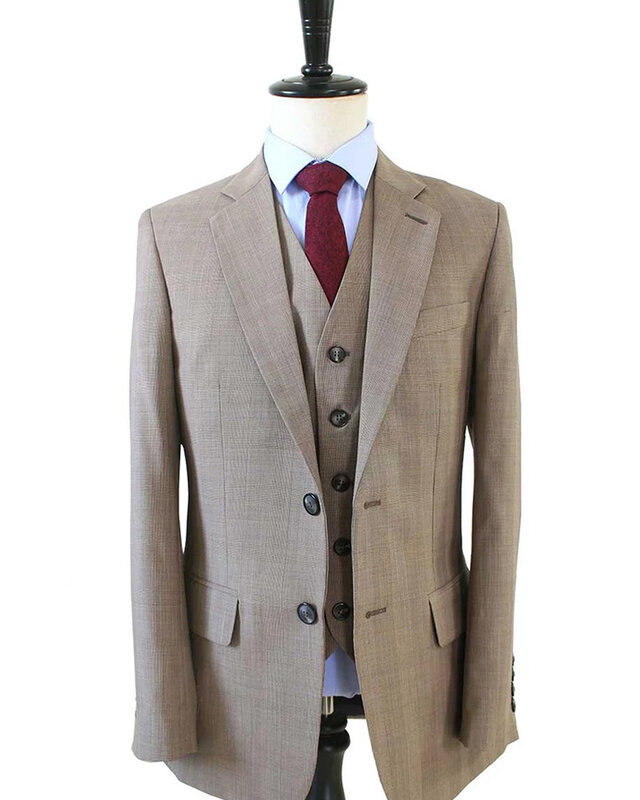 Traje sastre hombre | Traje 3 piezas | Marrón claro | Lana estambre | Ligero y transpirable