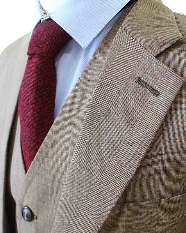 Traje sastre hombre | Traje 3 piezas | Marrón claro | Lana estambre | Ligero y transpirable
