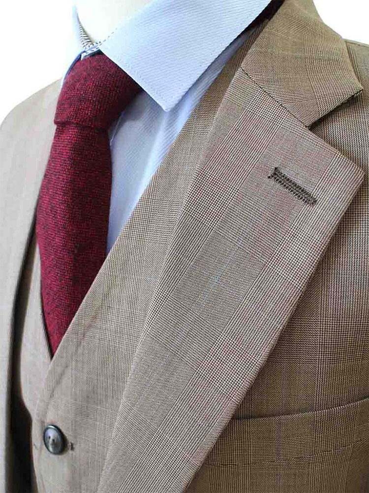 Traje sastre hombre | Traje 3 piezas | Marrón claro | Lana estambre | Ligero y transpirable
