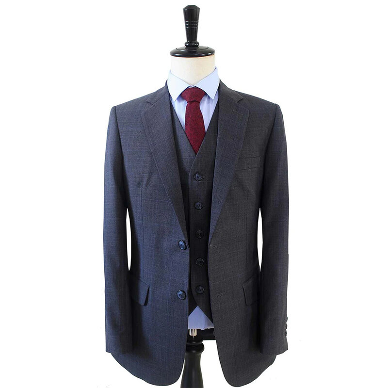 Costume sur mesure pour homme | Costume 3 pièces | Anthracite | Laine peignée | Léger et respirant