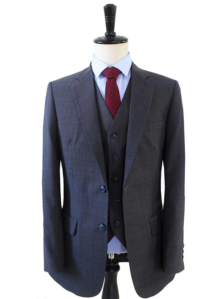 Traje sastre hombre | Traje 3 piezas | Antracita | Lana estambre | Ligero y transpirable