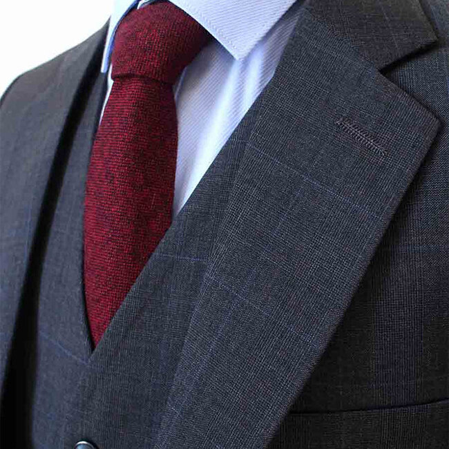 Mens Three Piece Suit - Vested Suit Charcoal Bold Chalk 3 Piece 3 BUTTON Suit