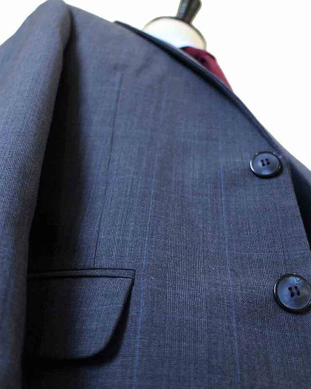 Men's tailored suit | 3-piece suit | Charcoal | worsted wool | Lightweight & breathable