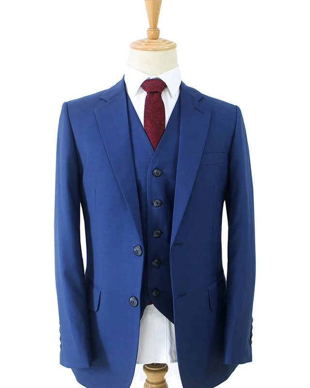 Men's tailored suit | 3-piece suit | Classic Navy | worsted wool | Lightweight & breathable