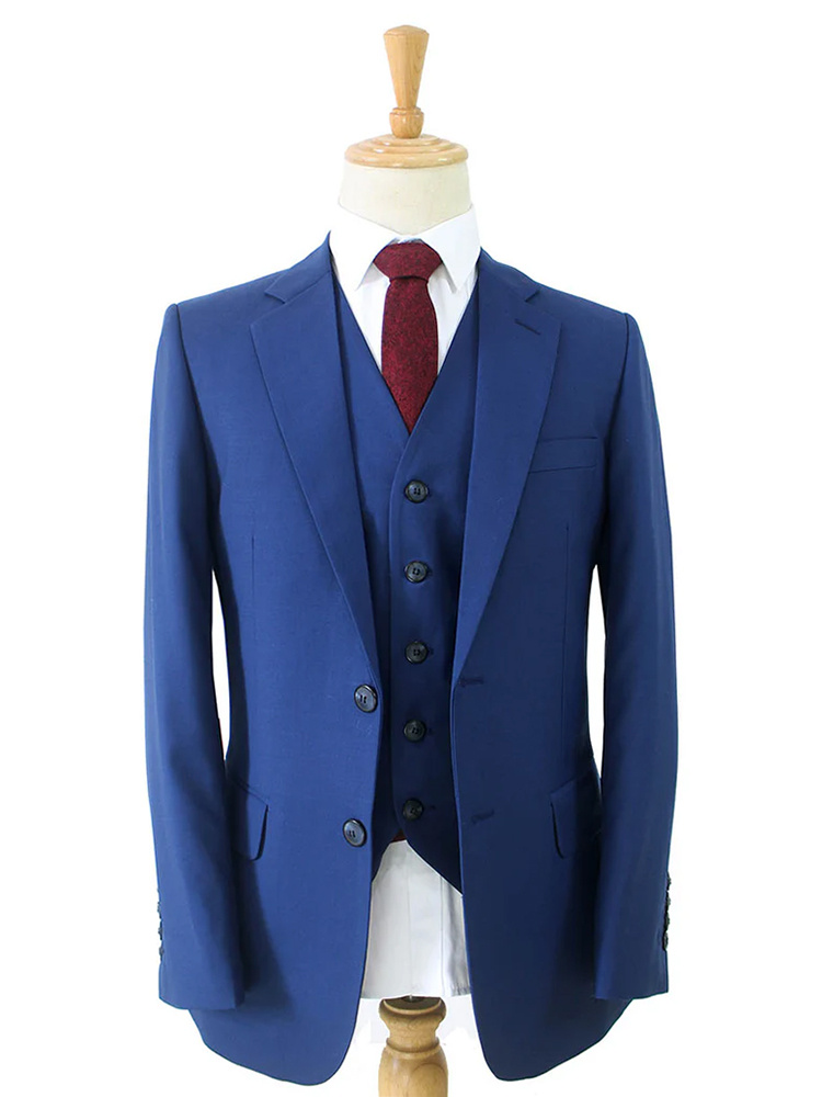 Costume sur mesure pour homme | Costume 3 pièces | Bleu Marine | Laine peignée | Léger et respirant