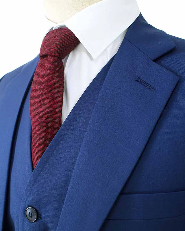 Men's tailored suit | 3-piece suit | Classic Navy | worsted wool | Lightweight & breathable