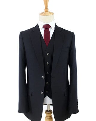 Costume Laine Peignée Noir Classique