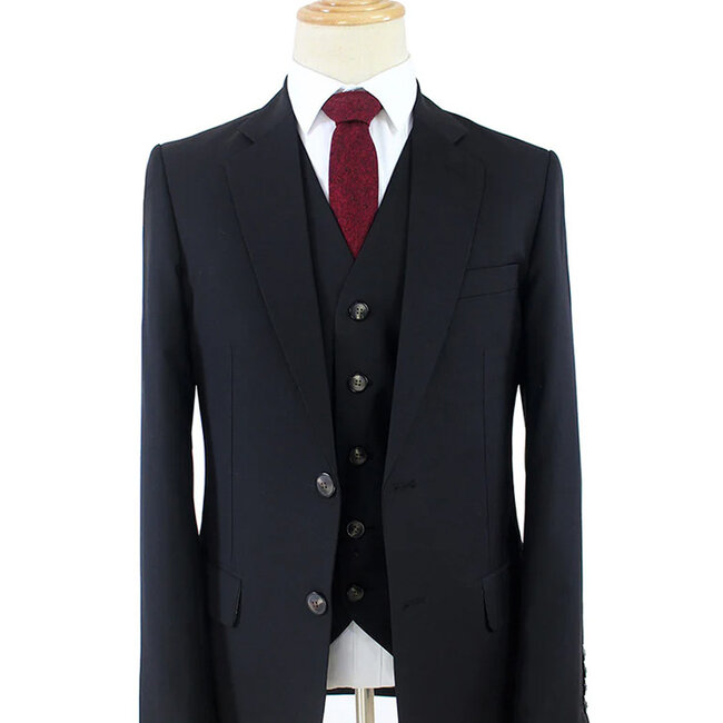 Men's tailored suit | 3-piece suit | Classic Black | worsted wool | Summer collection