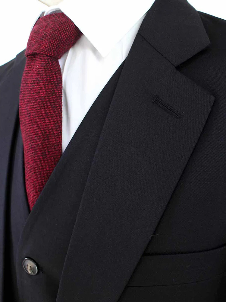 Men's tailored suit | 3-piece suit | Classic Black | worsted wool | Lightweight & breathable