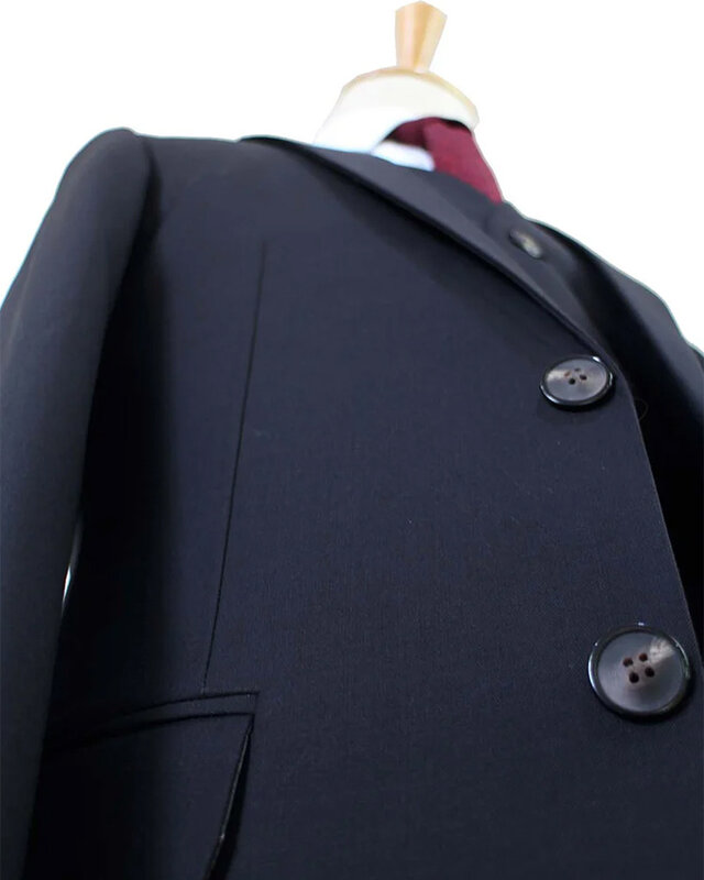 Maatpak voor heren | 3-delig pak | Zwart | Kamgaren wol | Lichtgewicht & ademend