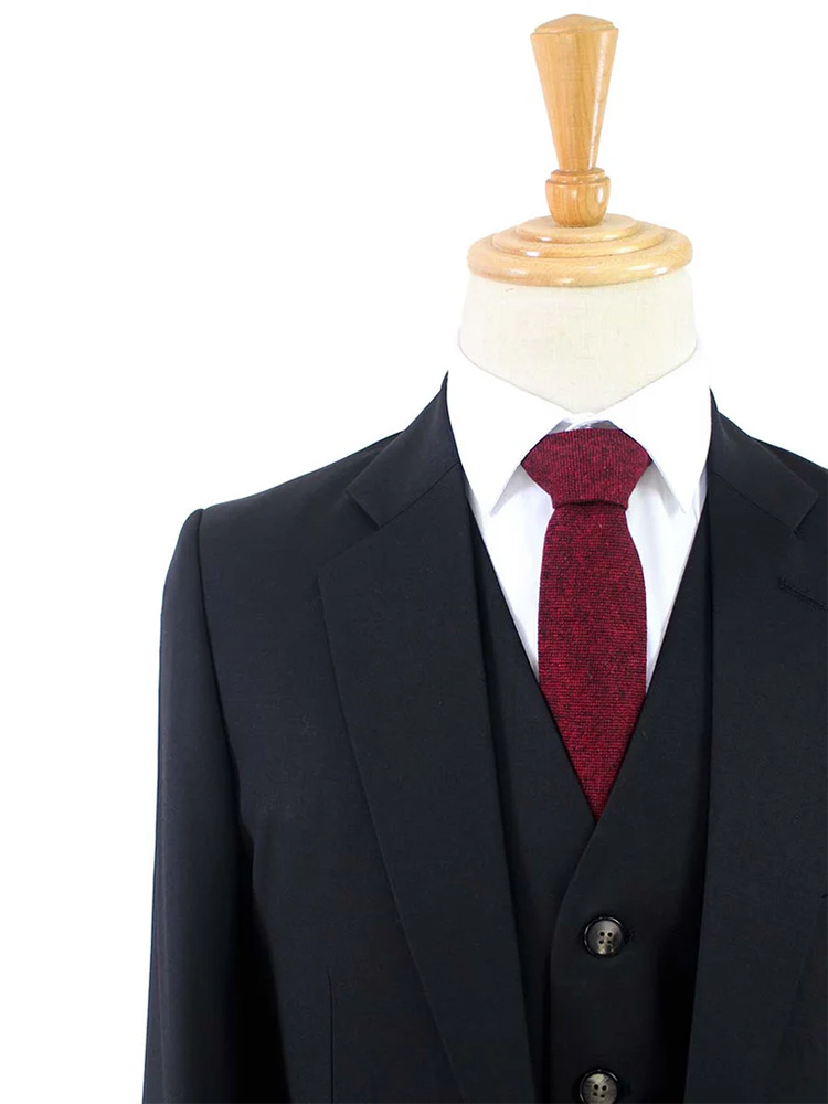 Men's tailored suit | 3-piece suit | Classic Black | worsted wool | Lightweight & breathable