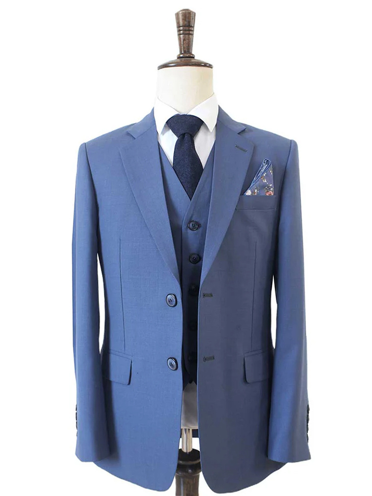 Maatpak Voor Heren | 3-delig Pak | Lichtblauw | Kamgaren Wol | Lichtgewicht & Ademend | Peaky Blinders