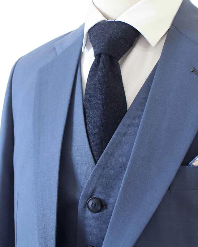 Costume sur mesure pour homme | Costume 3 pièces | Bleu Clair | Laine peignée | Léger et respirant