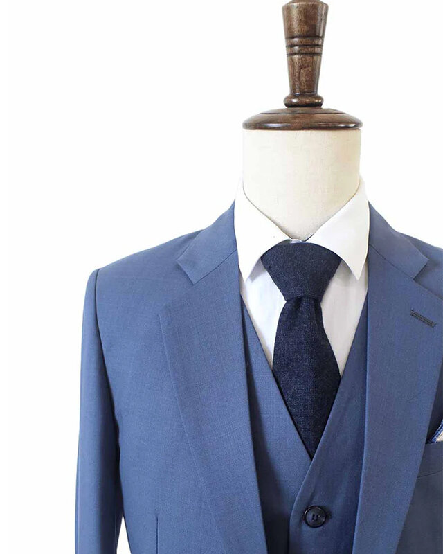 Men's tailored suit | 3-piece suit | Light Blue | worsted wool | Lightweight & breathable