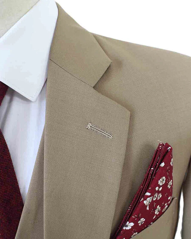 Men's tailored suit | 3-piece suit | Classic Khaki | worsted wool | Lightweight & breathable