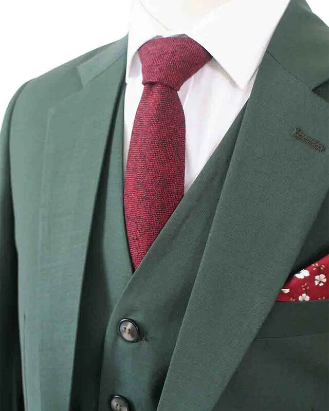 Traje sastre hombre | Traje 3 piezas | Verde oscuro | Lana estambre | Ligero y transpirable