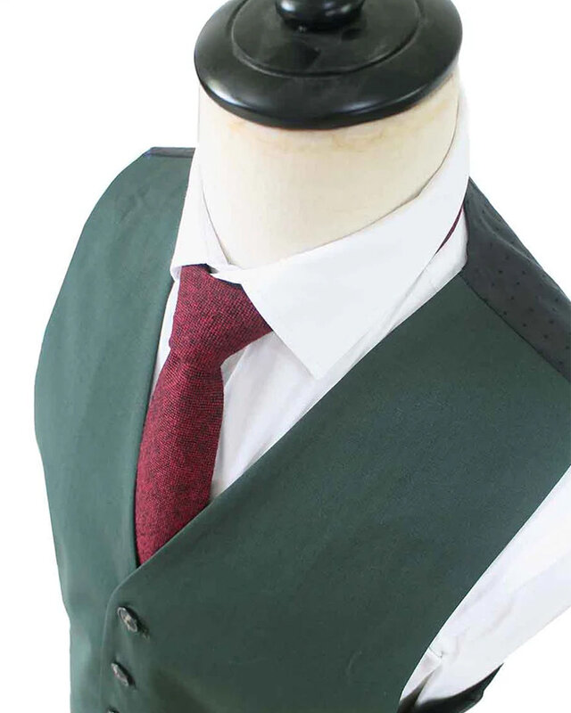 Men's tailored suit | 3-piece suit | Dark green | worsted wool | Lightweight & breathable