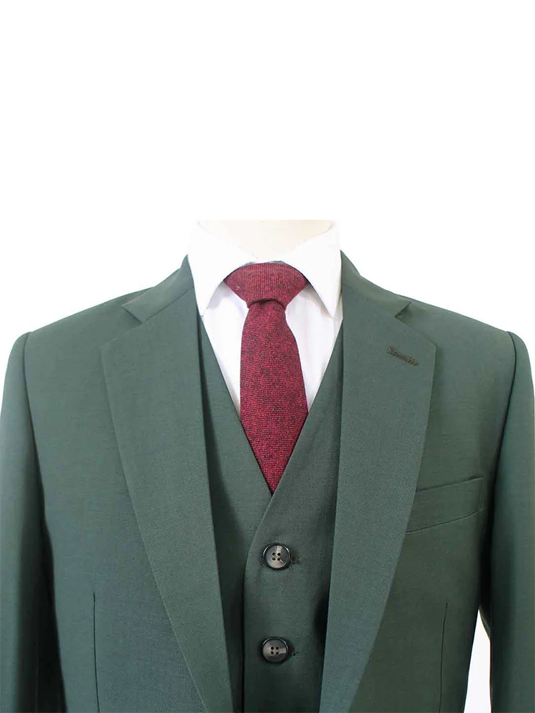 Traje sastre hombre | Traje 3 piezas | Verde oscuro | Lana estambre | Ligero y transpirable