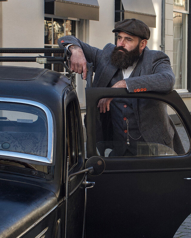 Maatpak voor heren | 3-delig pak | grijs/rood plaid | Aberama Gold | Peaky Blinders