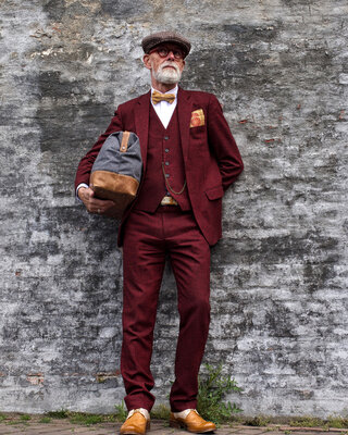 Costume Tweed Rouge Épi