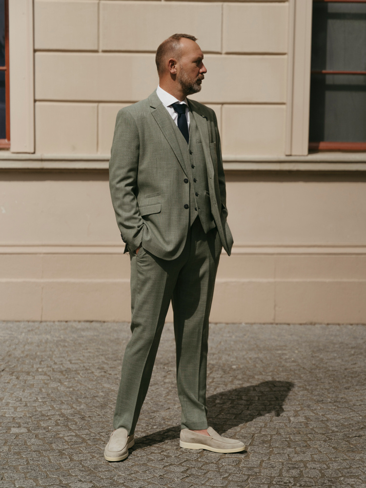 Cavani Limehouse Sage | Herren Anzug | 3-teilig | Salbeigrün | Aberama Gold