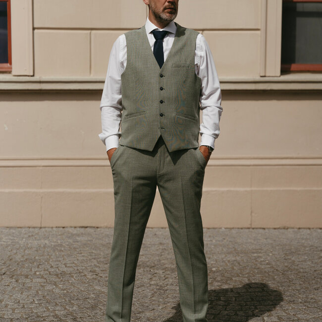 Cavani Limehouse Sage | Traje para hombre | Traje de 3 piezas | Salvia verde | Aberama Gold