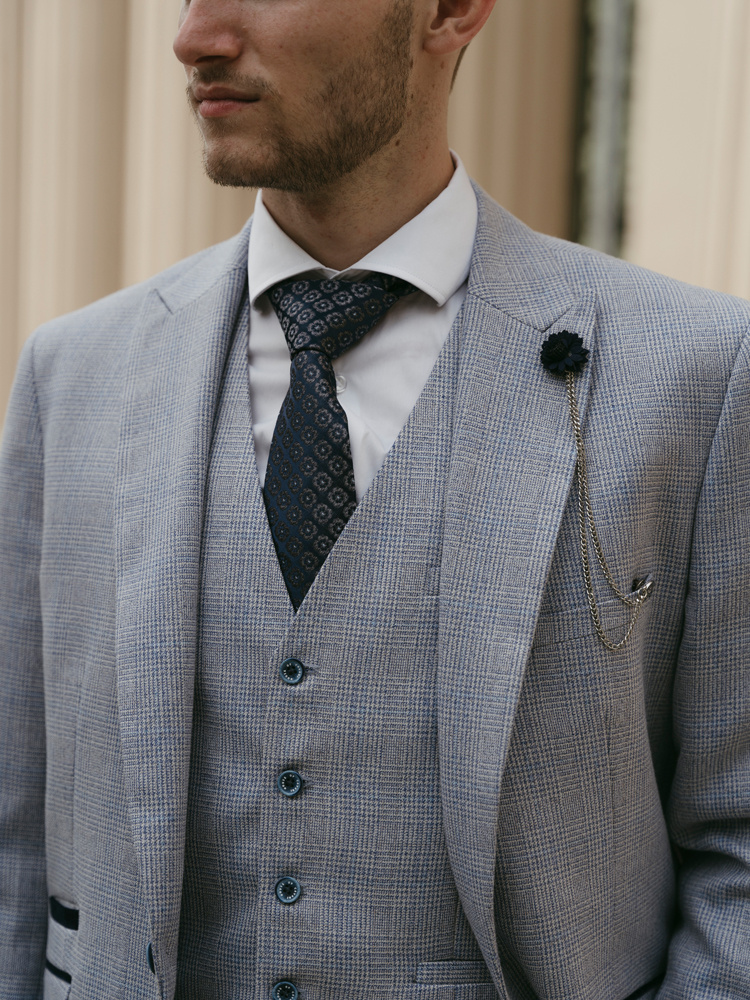 Cavani Caridi Sky Blue | costume 3 pièces | Bleu Clair | Prince-of-Wales
