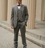 Costume sur mesure pour homme | Costume 3 pièces | Gris-Bleu | Windowpane | Laine peignée | Léger et respirant