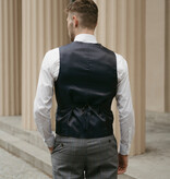Costume sur mesure pour homme | Costume 3 pièces | Gris-Bleu | Windowpane | Laine peignée | Léger et respirant