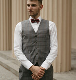 Costume sur mesure pour homme | Costume 3 pièces | Gris-Bleu | Windowpane | Laine peignée | Léger et respirant