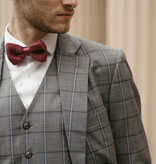 Costume sur mesure pour homme | Costume 3 pièces | Gris-Bleu | Windowpane | Laine peignée | Léger et respirant