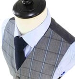 Maatpak voor heren | 3-delig pak | Grijs-Blauw | Windowpane | Kamgaren wol | Lichtgewicht & ademend