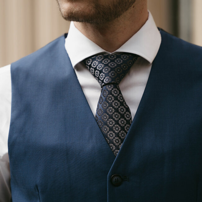 Costume sur mesure pour homme | Costume 3 pièces | Bleu Marine | Laine peignée | Léger et respirant
