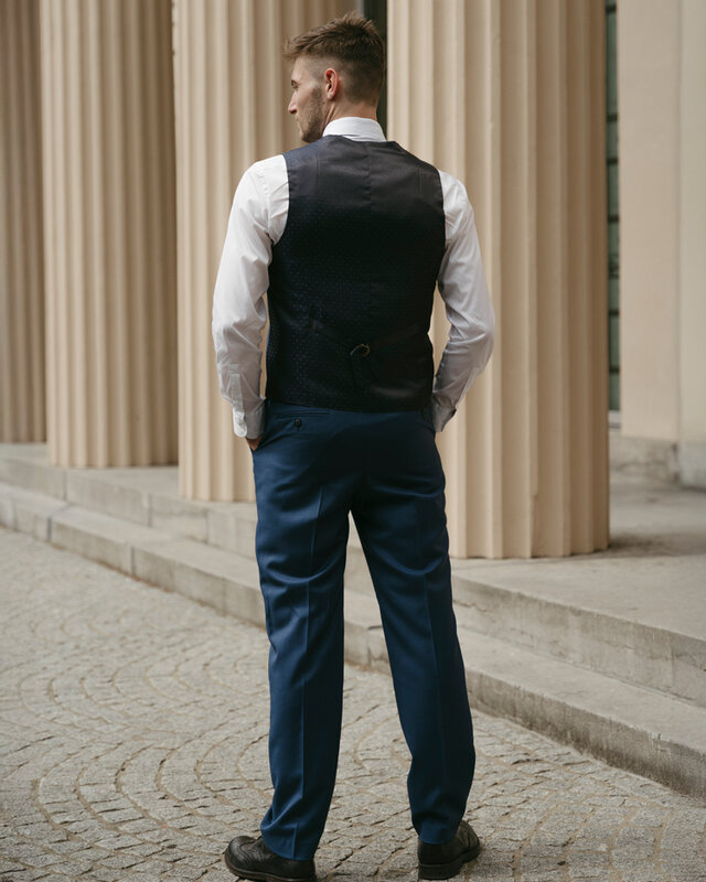 Traje sastre hombre | Traje 3 piezas | Azul Marino | Lana estambre | Ligero y transpirable