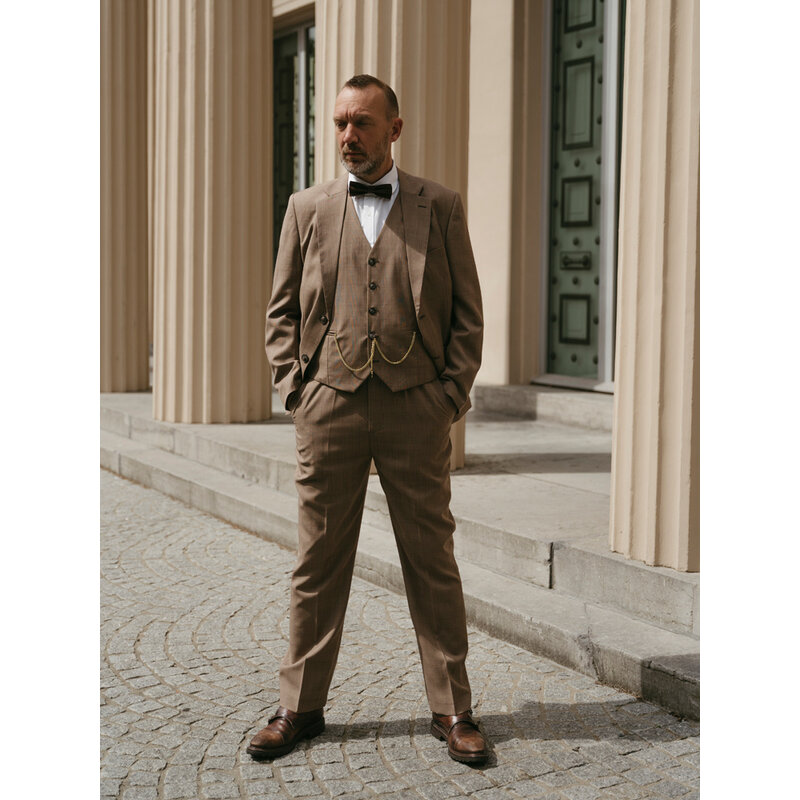 Costume sur mesure pour homme | Costume 3 pièces | Brun clair | Laine peignée | Léger et respirant