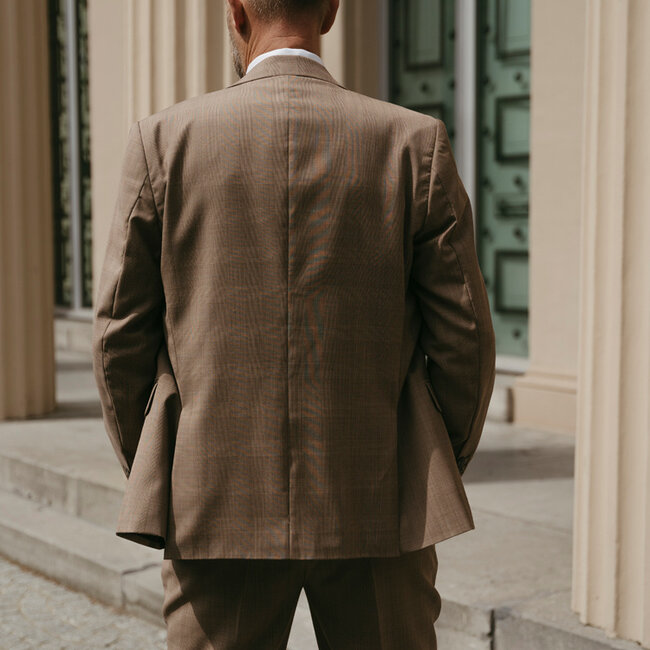Traje sastre hombre | Traje 3 piezas | Marrón claro | Lana estambre | Ligero y transpirable