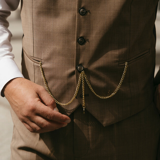Traje sastre hombre | Traje 3 piezas | Marrón claro | Lana estambre | Ligero y transpirable