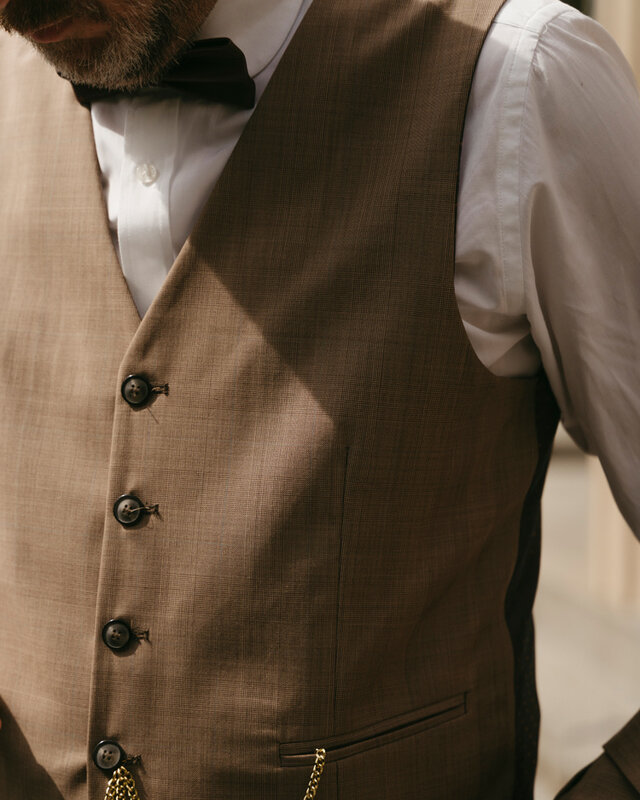 Traje sastre hombre | Traje 3 piezas | Marrón claro | Lana estambre | Ligero y transpirable