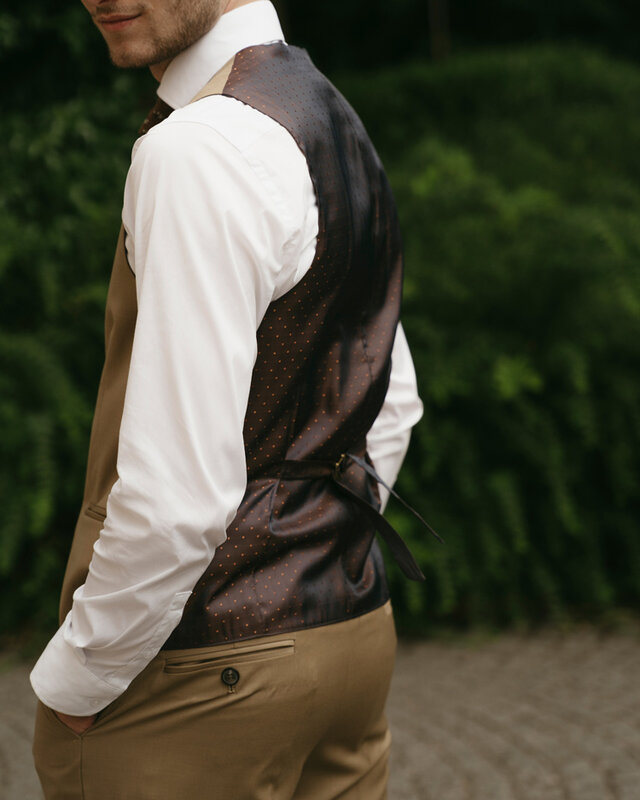 Men's tailored suit | 3-piece suit | Classic Khaki | worsted wool | Lightweight & breathable