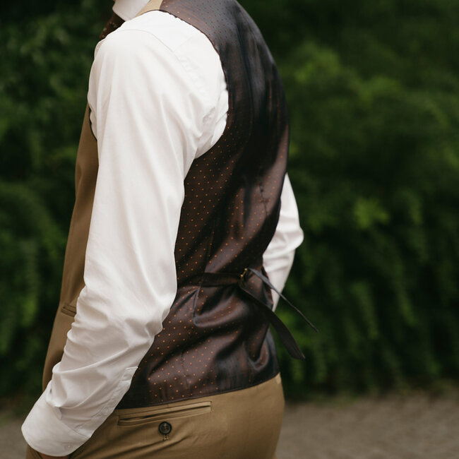 Men's tailored suit | 3-piece suit | Classic Khaki | worsted wool | Lightweight & breathable
