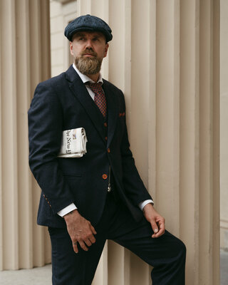 Traje Tweed Azul Marino Espiga de Cebada