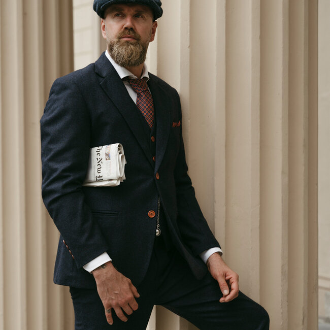 Maatpak voor heren | 3-delig pak | marineblauw Barleycorn | Finn Shelby | Peaky Blinders