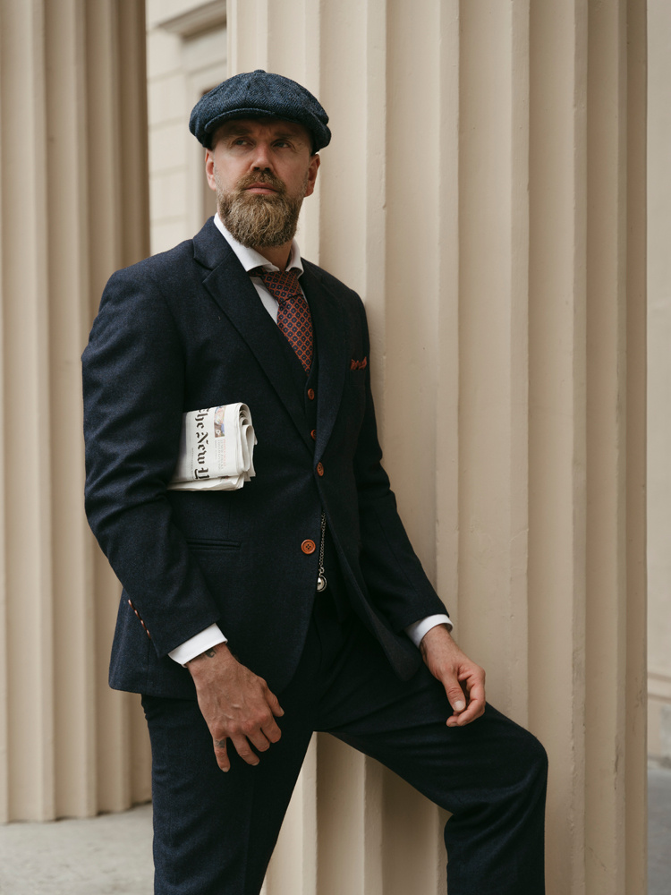 Herren Maßanzug | 3-teiliger Anzug | marineblau Barleycorn | Finn Shelby | Peaky Blinders