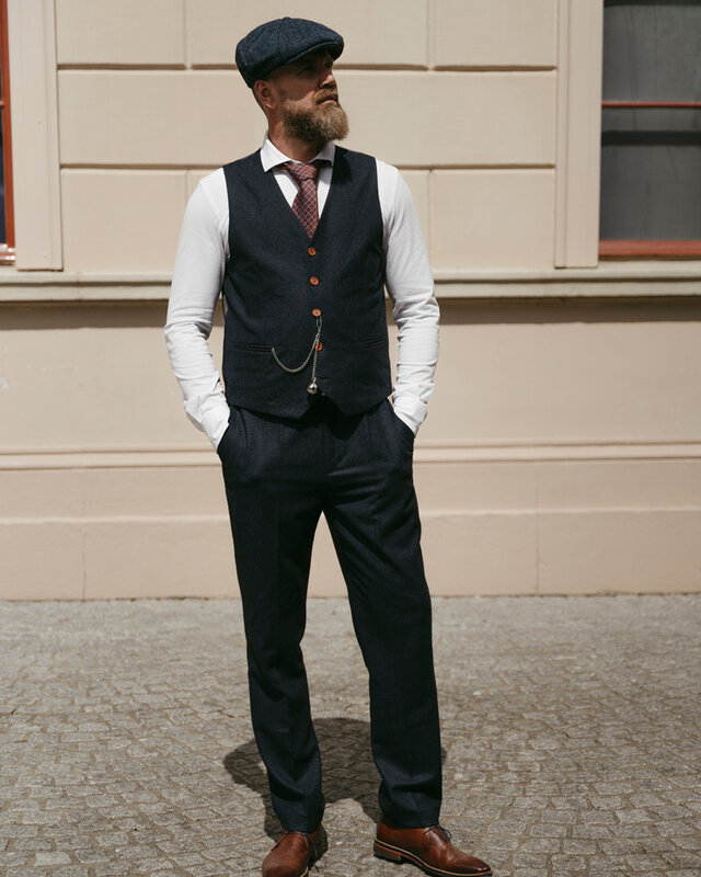 Herren Maßanzug | 3-teiliger Anzug | marineblau Barleycorn | Finn Shelby | Peaky Blinders