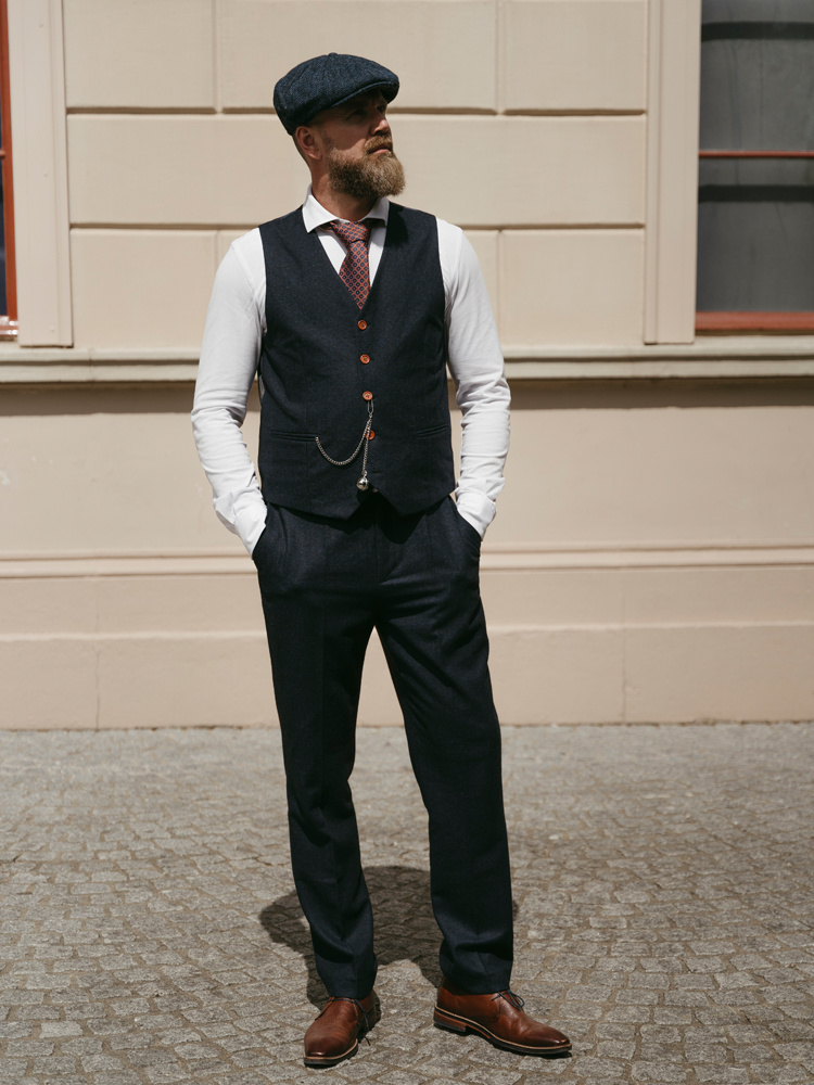 Costume sur mesure pour homme | costume 3 pièces | bleu marine Barleycorn | Finn Shelby | Peaky Blinders