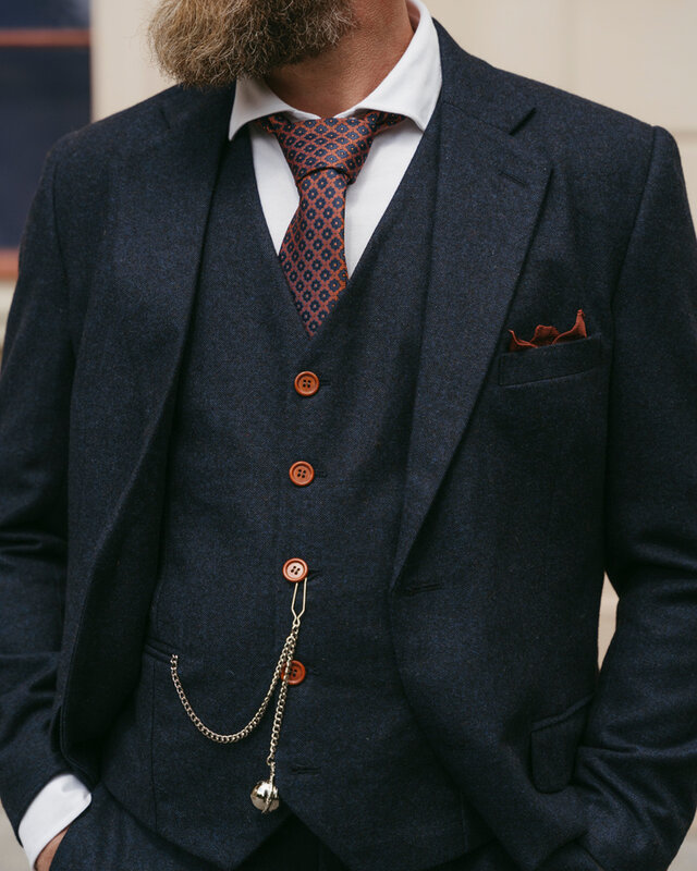 Maatpak voor heren | 3-delig pak | marineblauw Barleycorn | Finn Shelby | Peaky Blinders