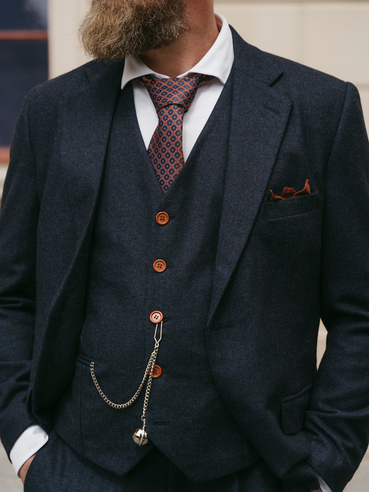 Men's tailored suit | 3-piece suit | navy blue Barleycorn | Finn Shelby | Peaky Blinders