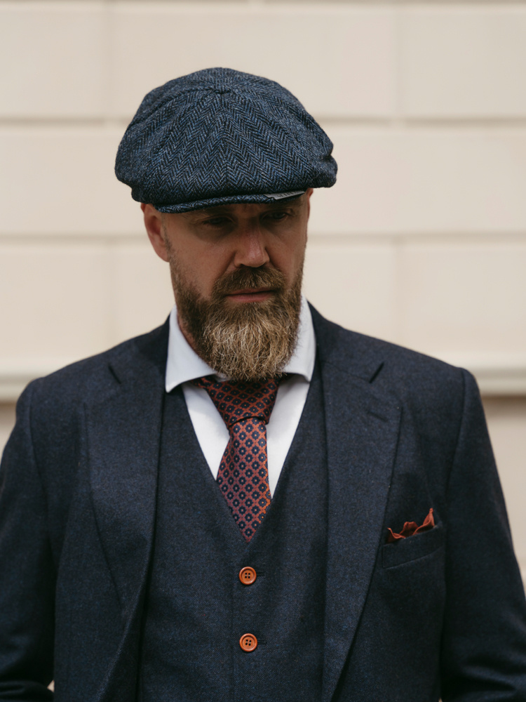 Traje sastre hombre | Traje 3 piezas | Azul marino Barleycorn | Finn Shelby | Peaky Blinders