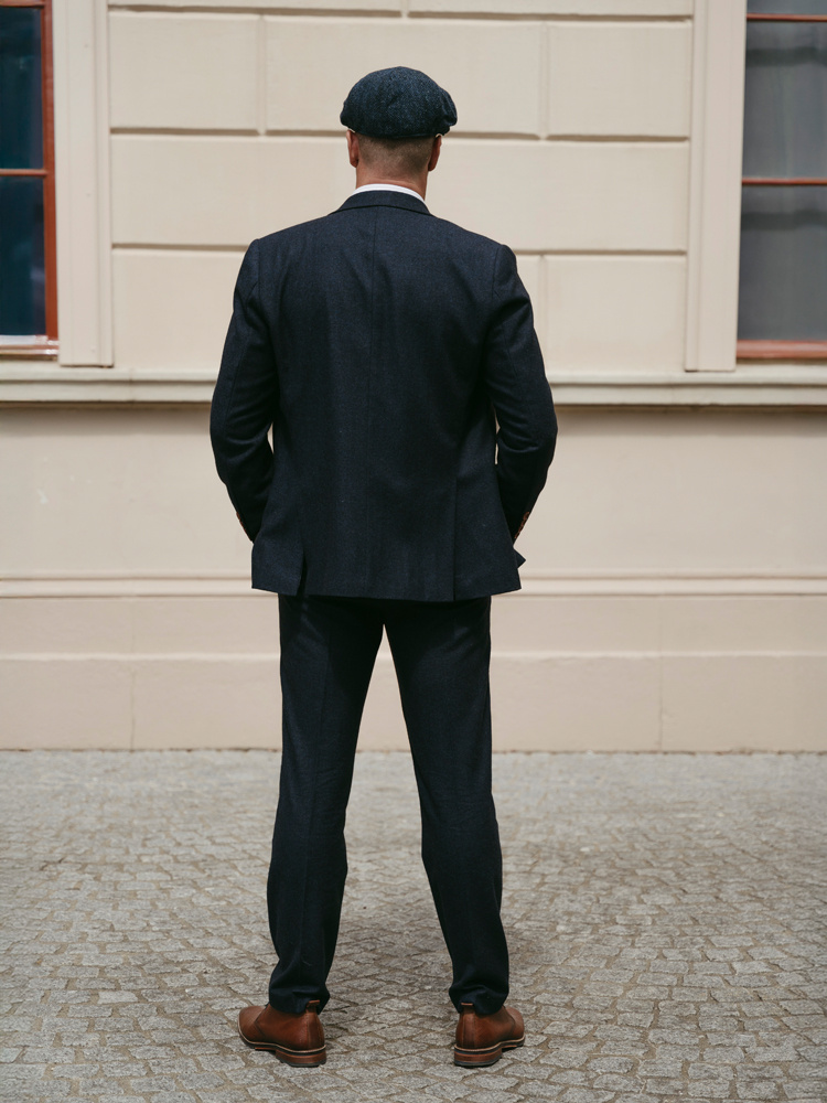 Herren 3-teilige Büroanzüge Grau Schwarz Marineblau Klassische Maßgeschneiderte 234576855017